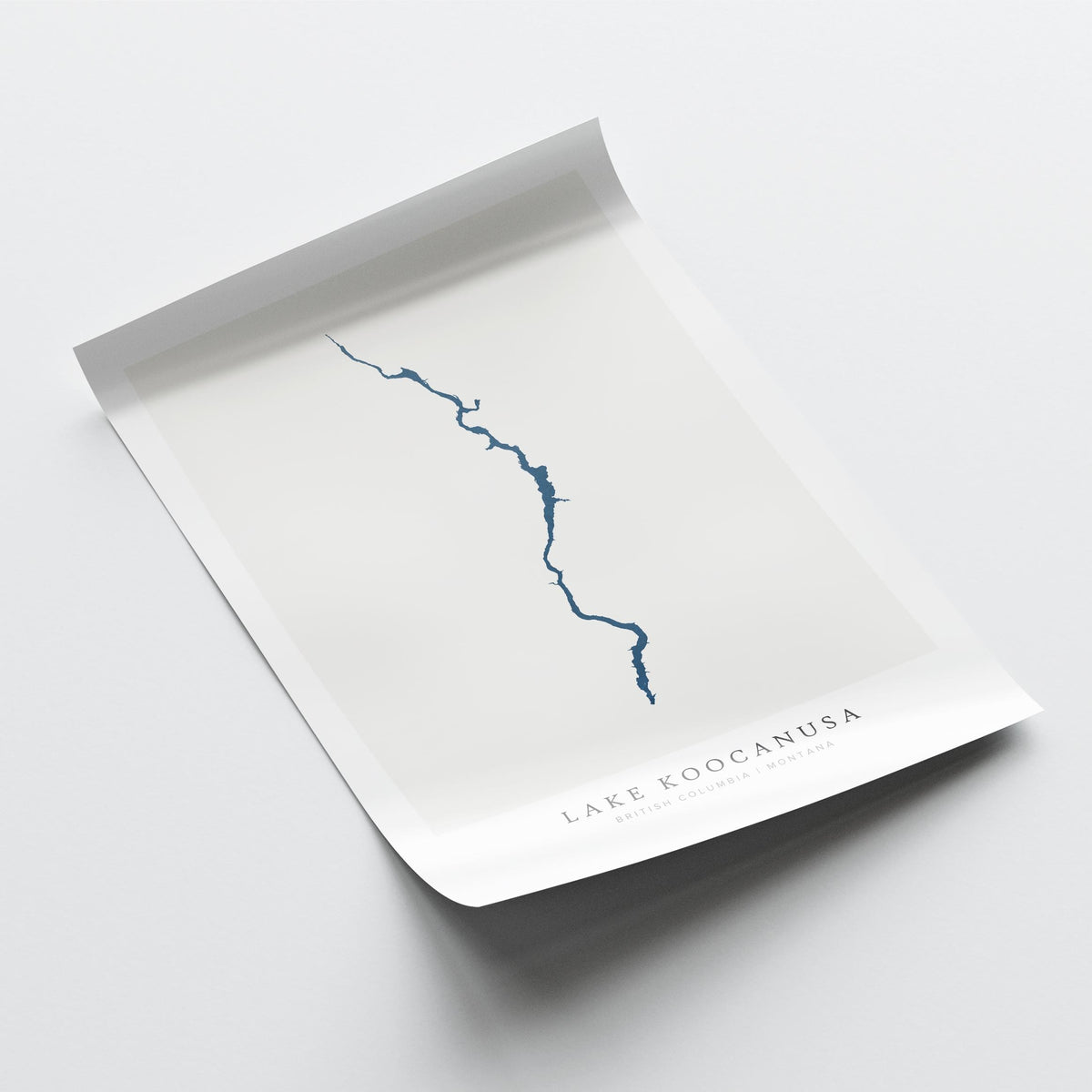 lake koocanusa british columbia map poster – minimalist lake wall art - image 6