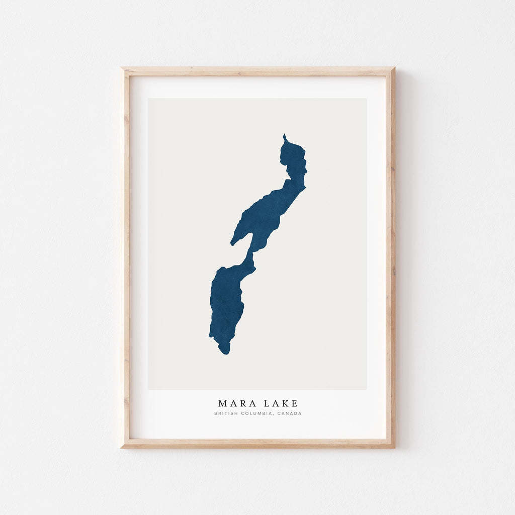 mara lake british columbia map poster – minimalist lake wall art - image 1