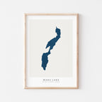 mara lake british columbia map poster – minimalist lake wall art - image 1