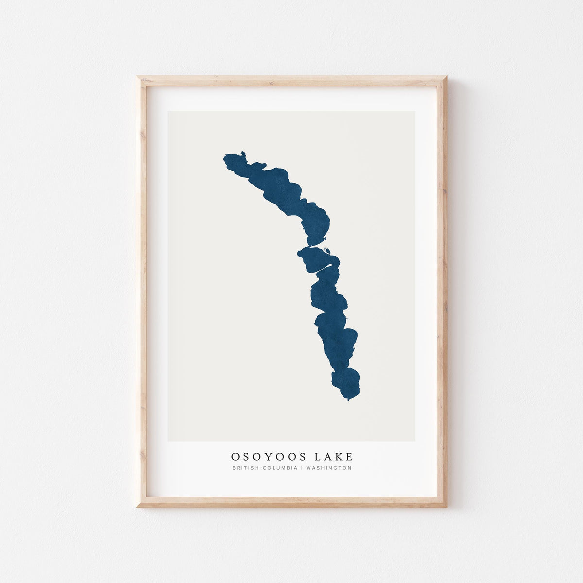 osoyoos lake british columbia map poster – minimalist lake wall art - image 1