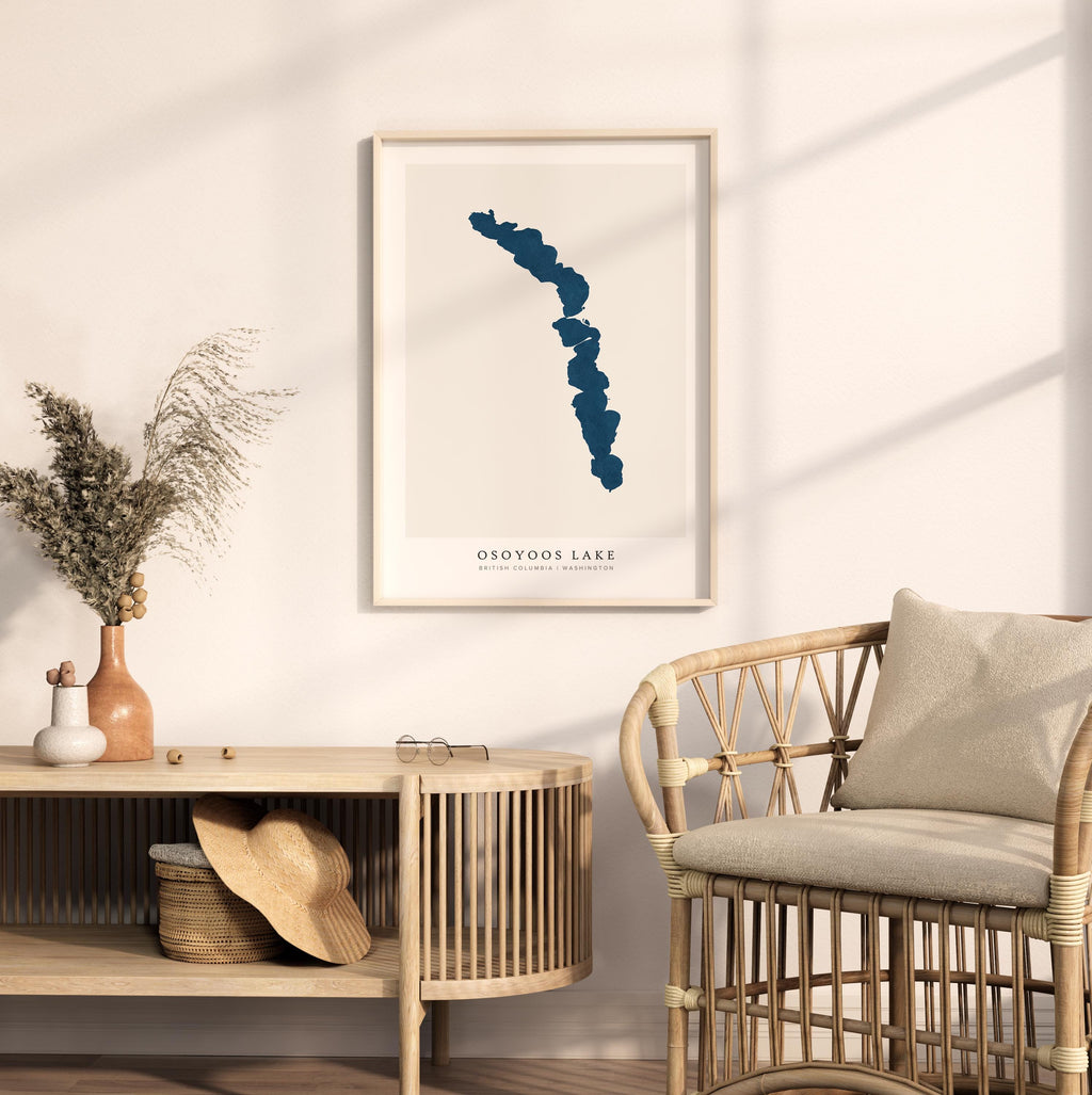 osoyoos lake british columbia map poster – minimalist lake wall art - image 5