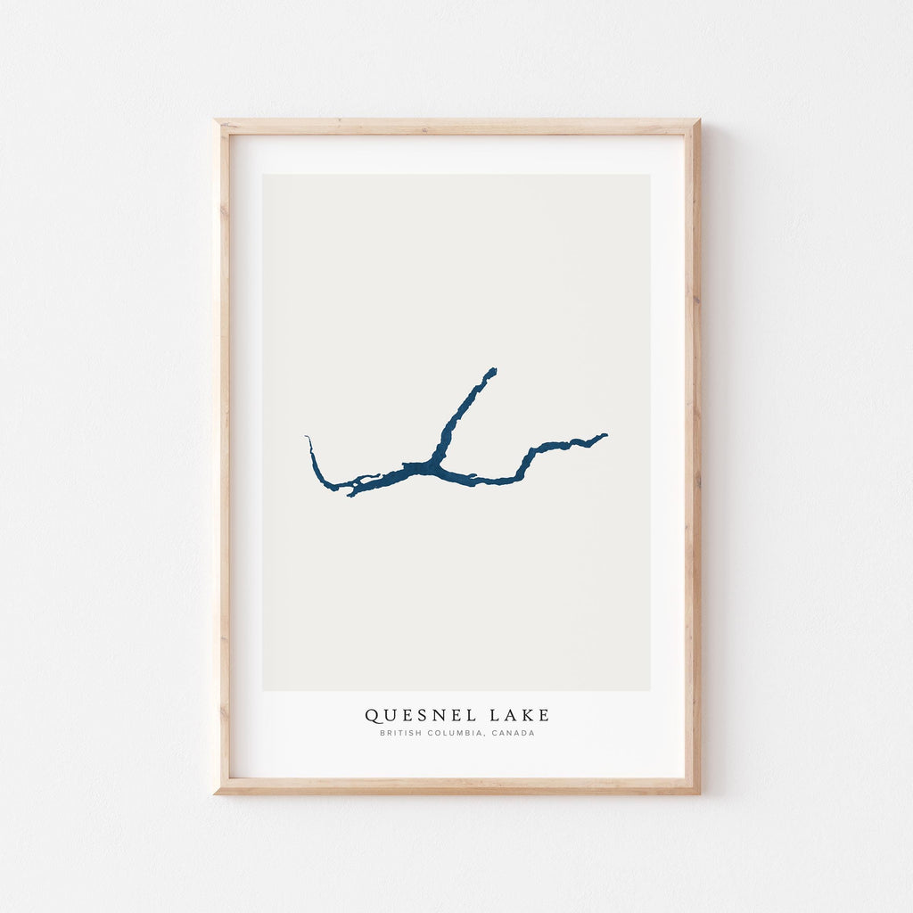 quesnel lake british columbia map poster – minimalist lake wall art - image 2