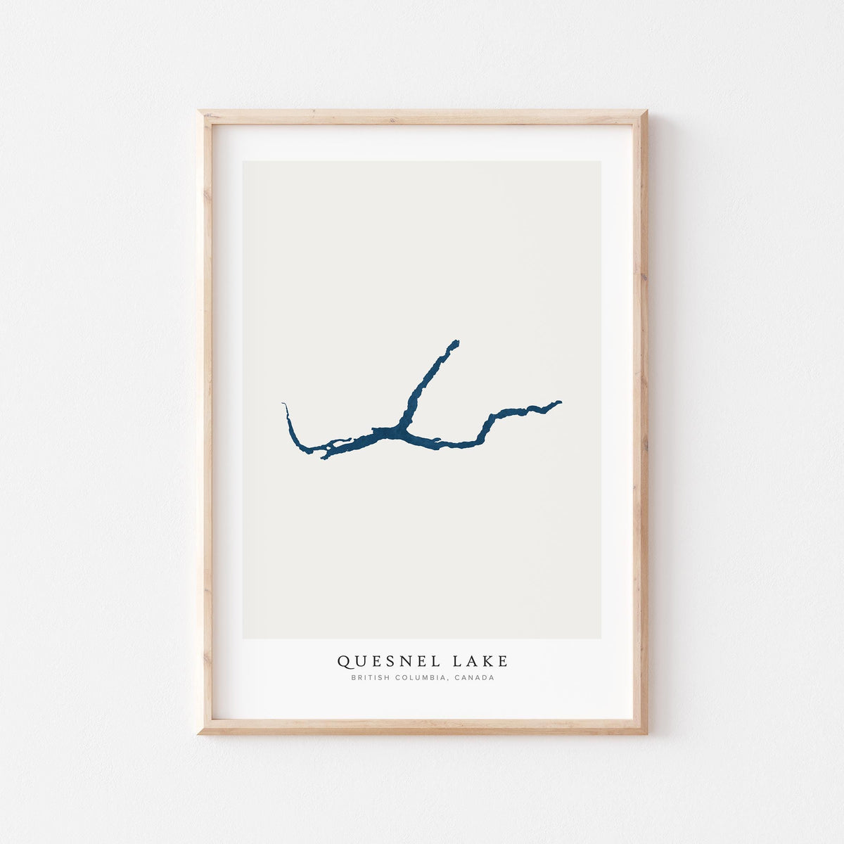 quesnel lake british columbia map poster – minimalist lake wall art - image 2