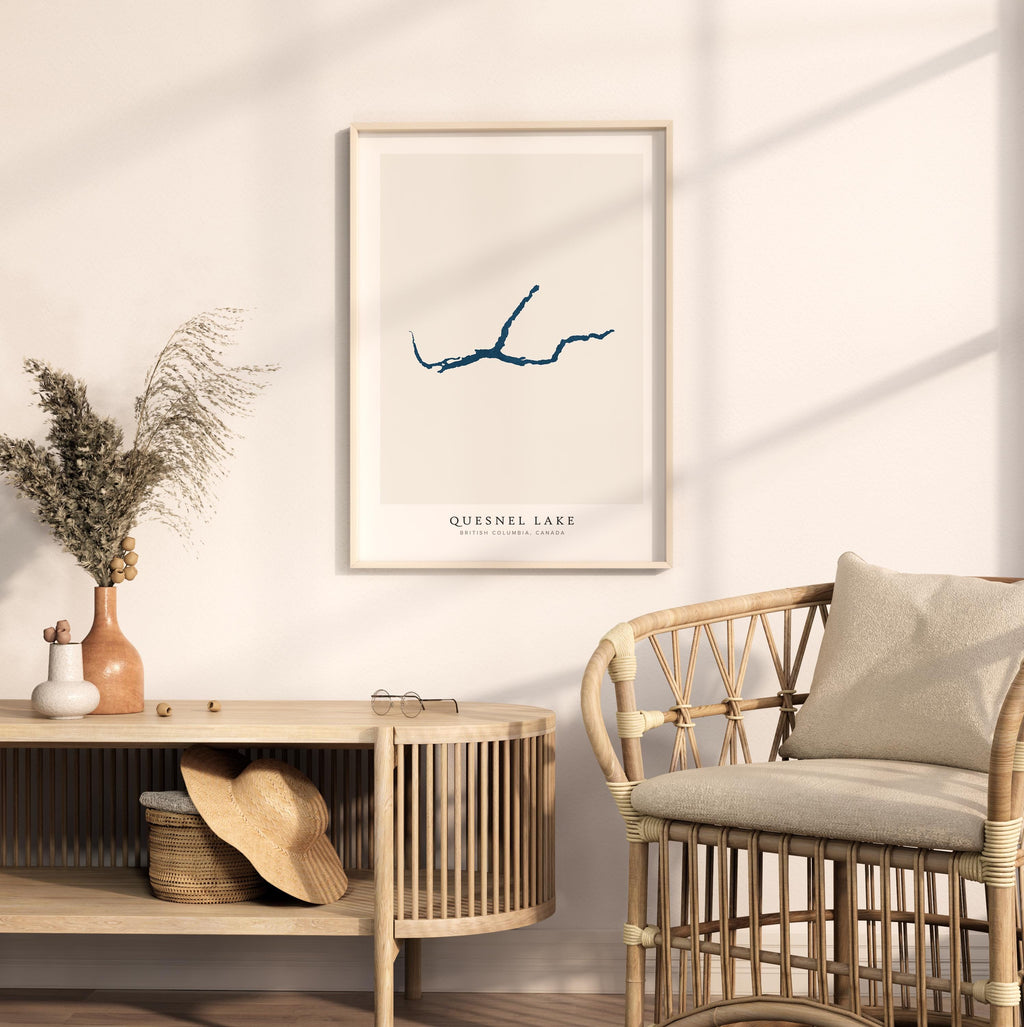 quesnel lake british columbia map poster – minimalist lake wall art - image 5