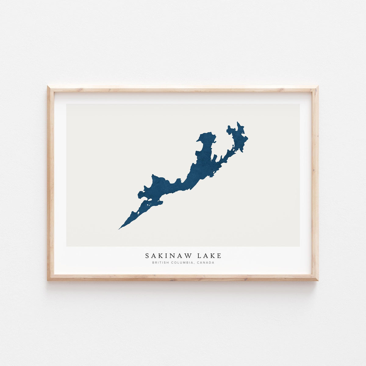 sakinaw lake british columbia map poster – minimalist lake wall art - image 1