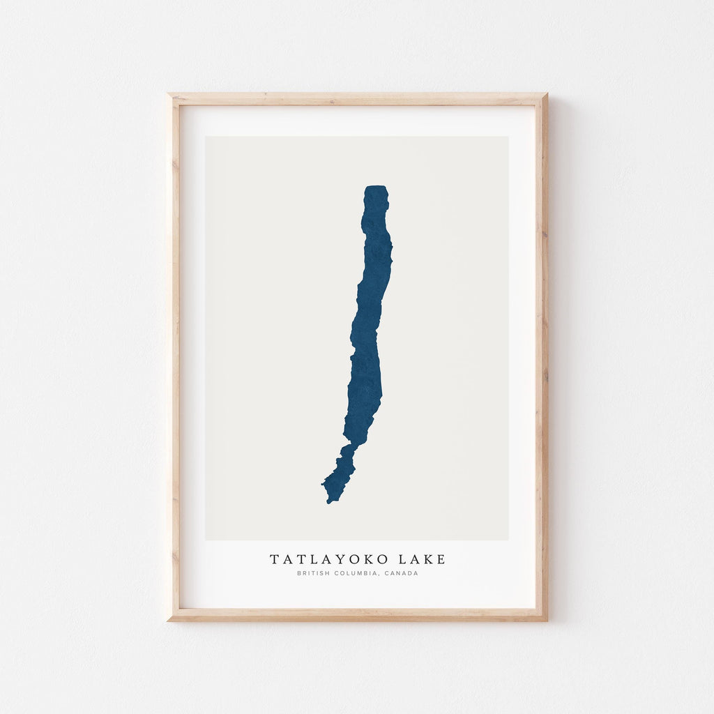 tatlayoko lake british columbia map poster – minimalist lake wall art - image 1