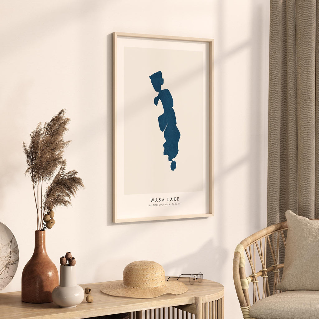 wasa lake british columbia map poster – minimalist lake wall art - image 3