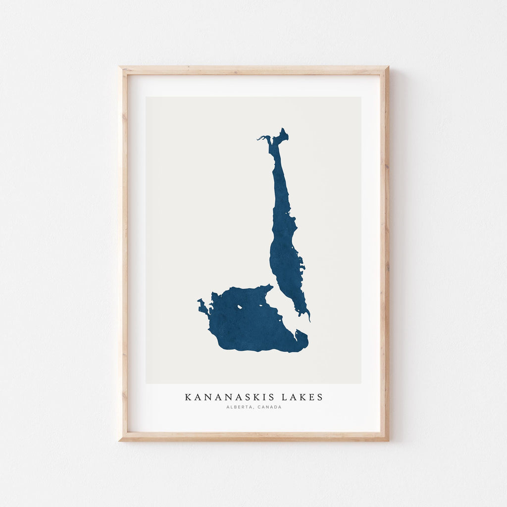 kananaskis lakes alberta map poster – minimalist lake wall art - image 1