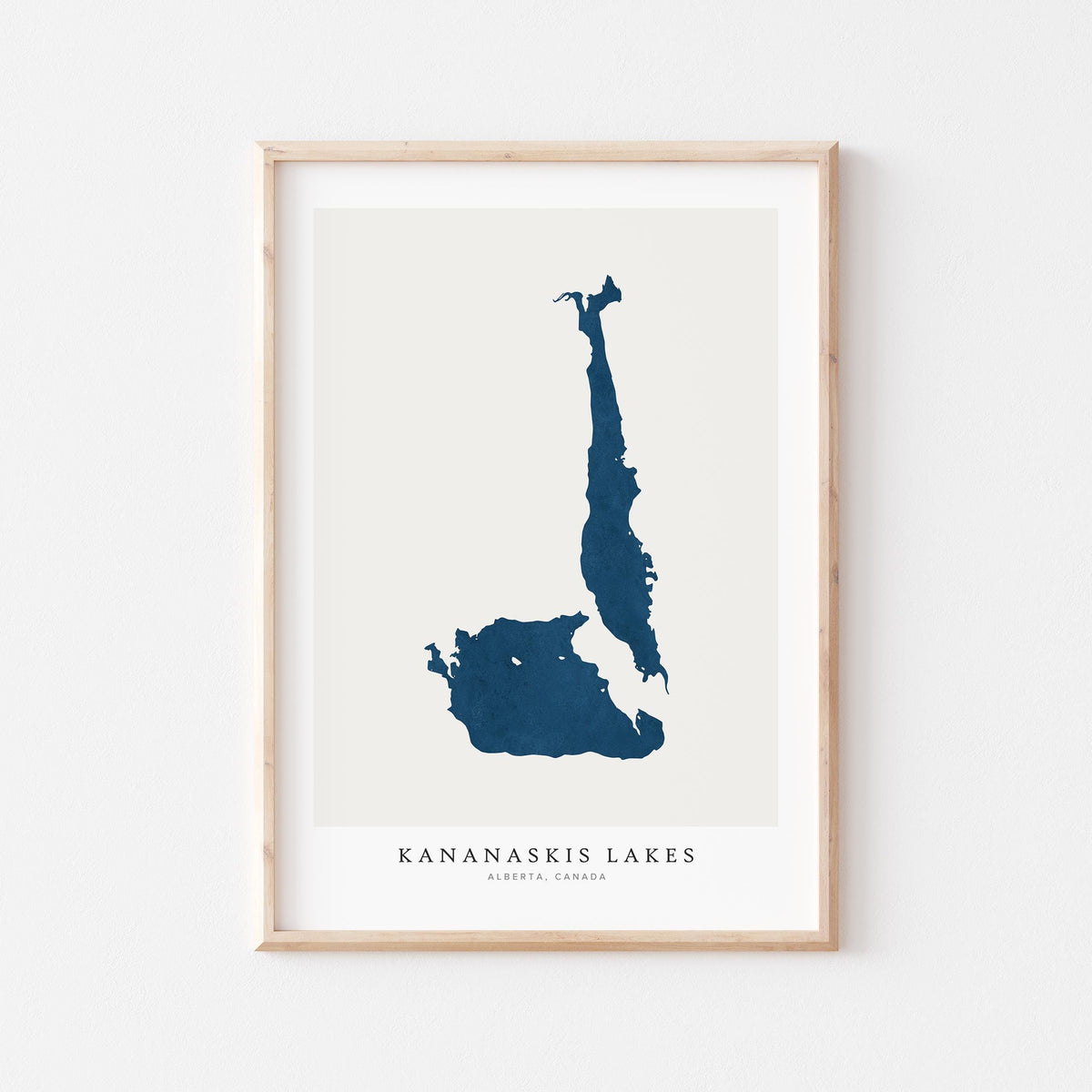 kananaskis lakes alberta map poster – minimalist lake wall art - image 1