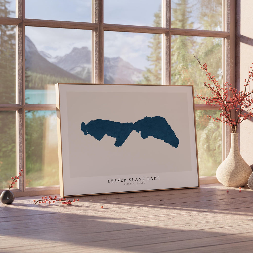 lesser slave lake alberta map poster – minimalist lake wall art - image 4