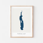 bowers lake british columbia map poster – minimalist lake wall art - image 1
