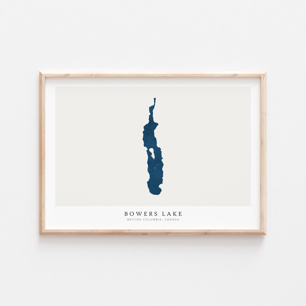 bowers lake british columbia map poster – minimalist lake wall art - image 2