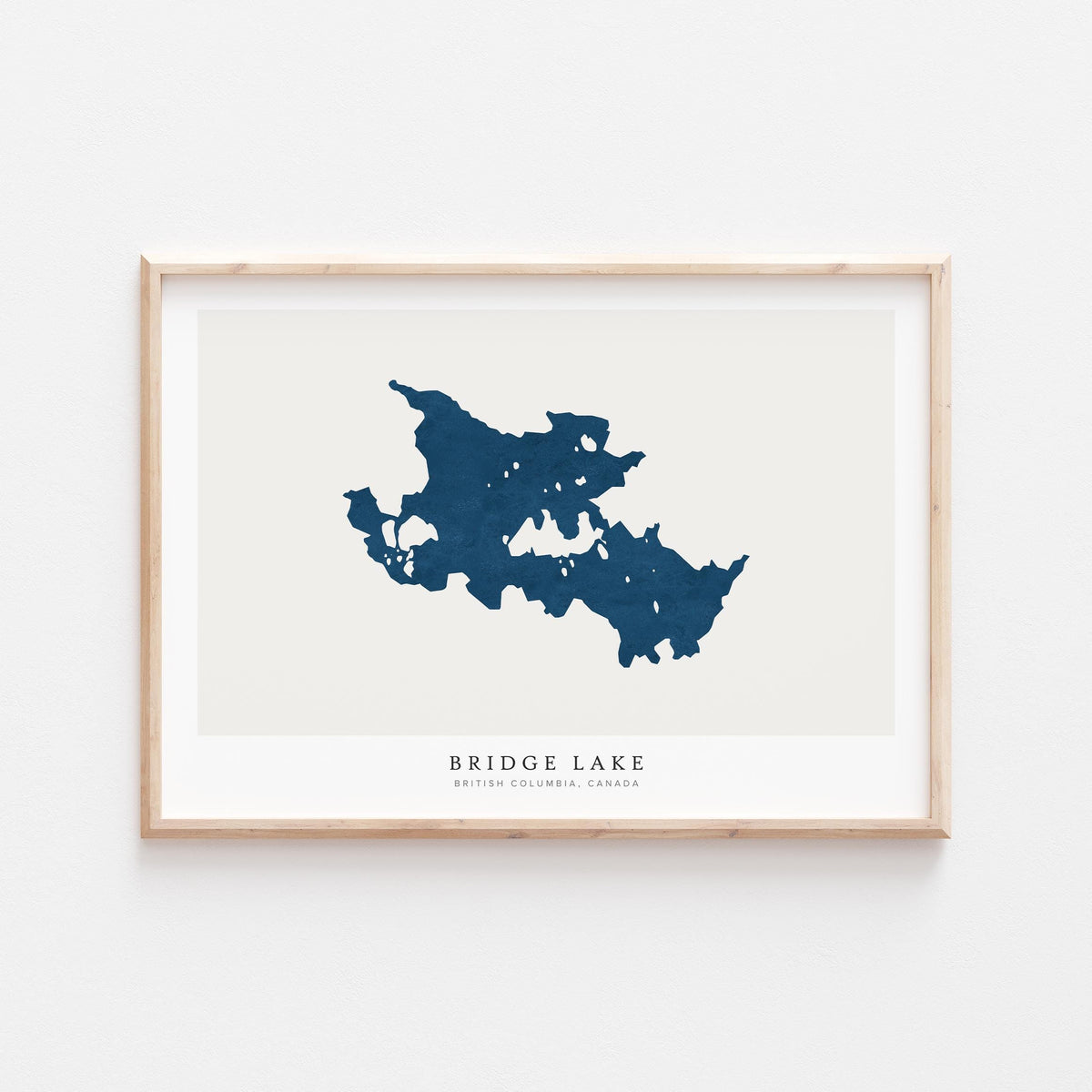 bridge lake british columbia map poster – minimalist lake wall art - image 1
