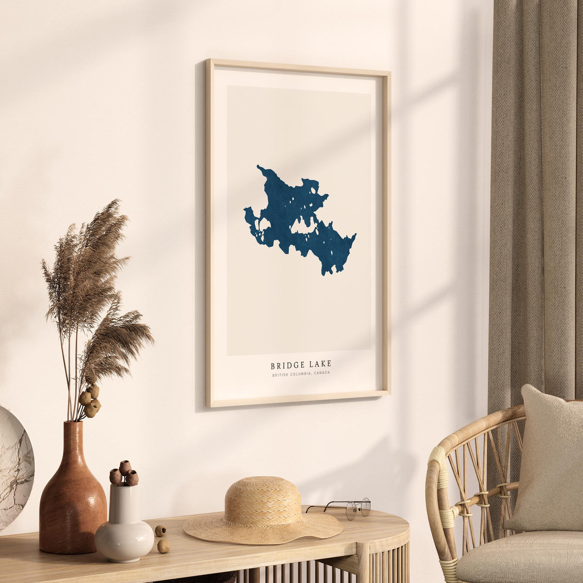 bridge lake british columbia map poster – minimalist lake wall art - image 3