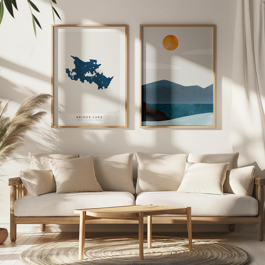 bridge lake british columbia map poster – minimalist lake wall art - image 7