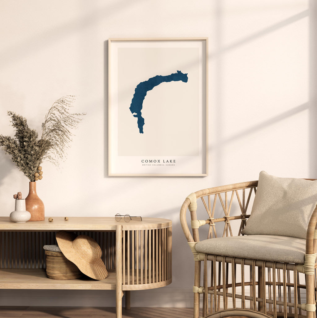 comox lake british columbia map poster – minimalist lake wall art - image 5