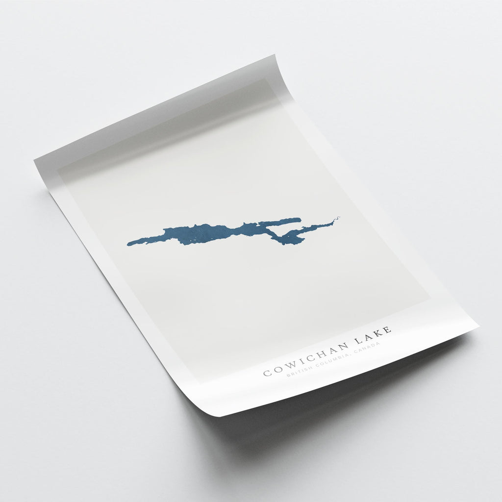 cowichan lake british columbia map poster – minimalist lake wall art - image 6