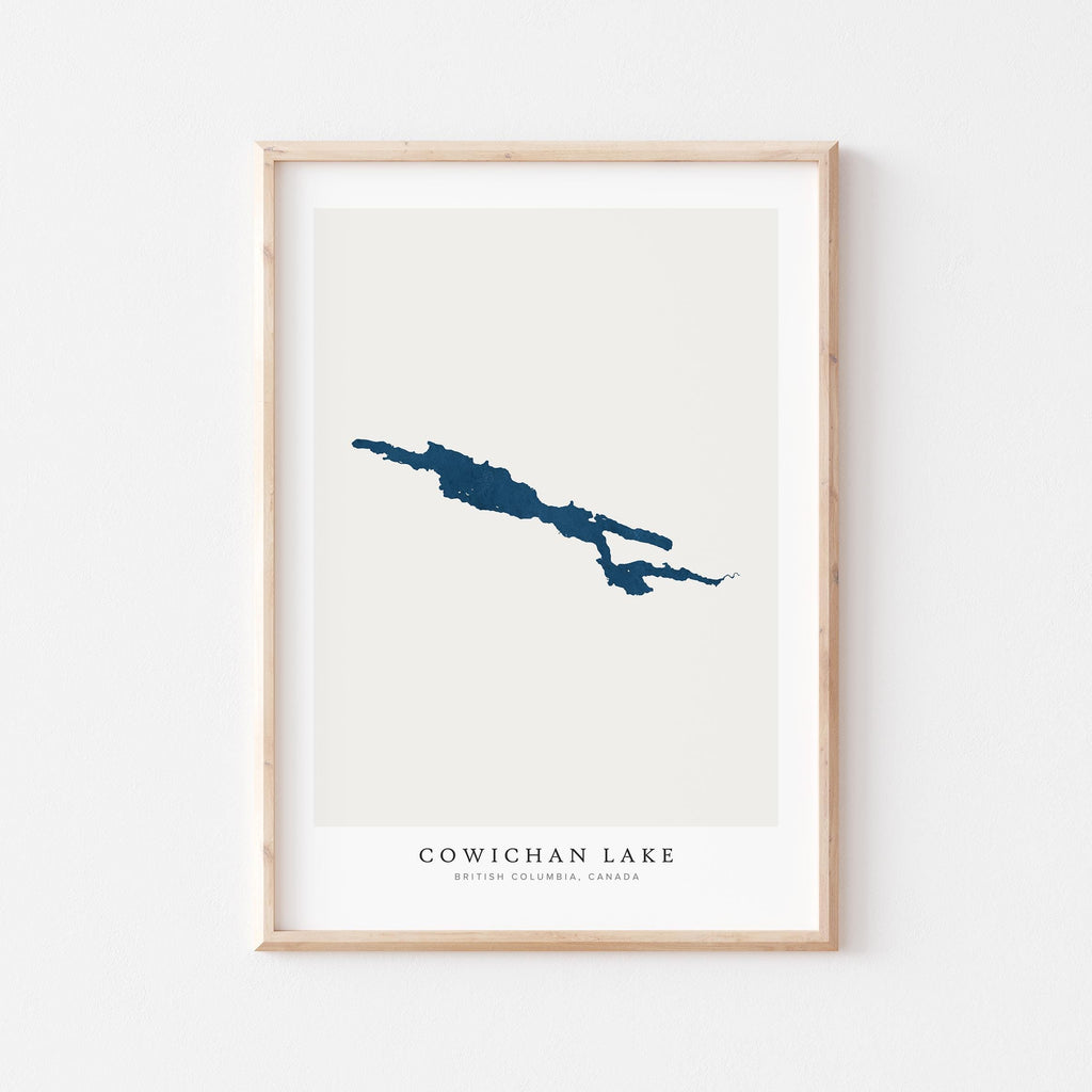 cowichan lake british columbia map poster – minimalist lake wall art - image 2