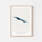 cowichan lake british columbia map poster – minimalist lake wall art - image 2