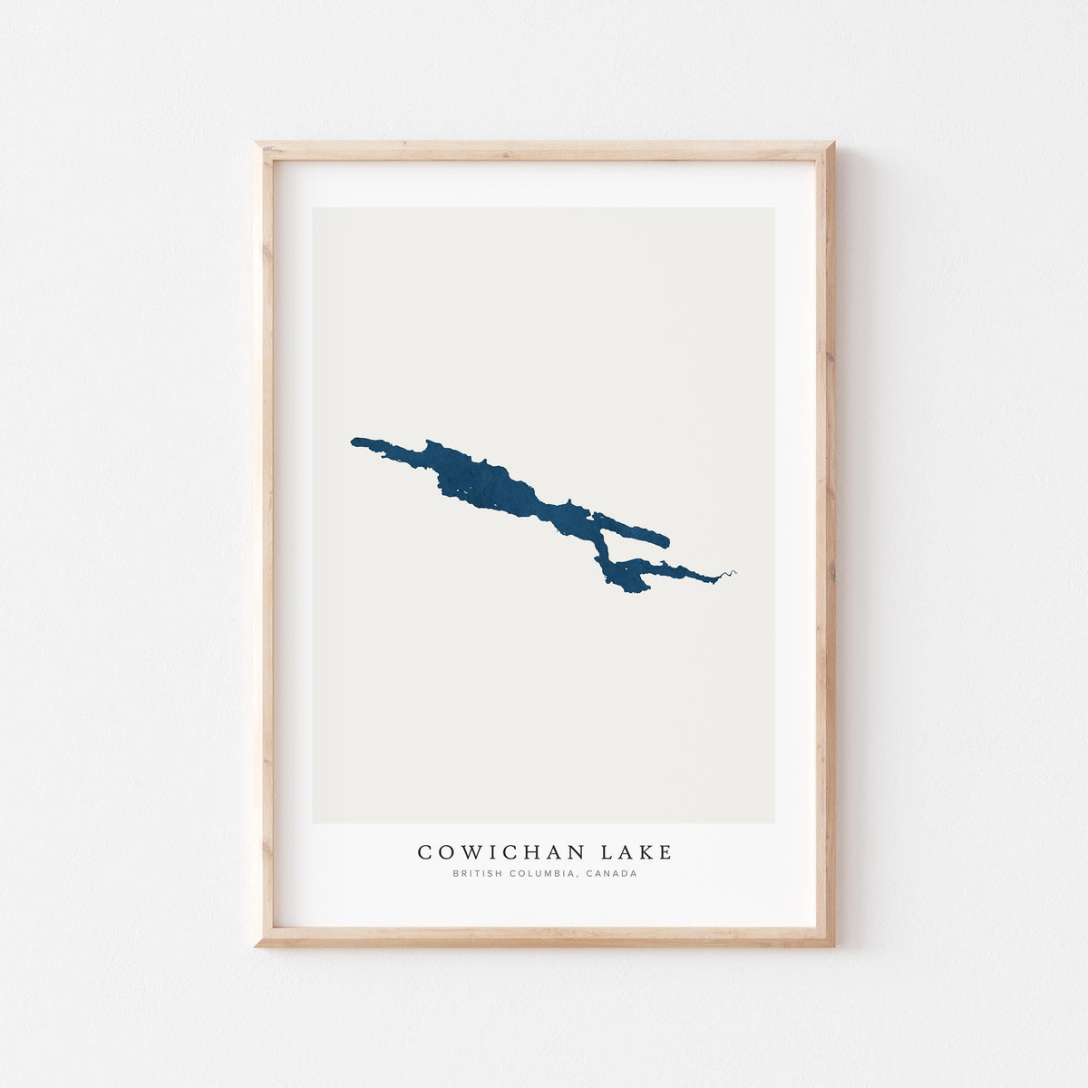 cowichan lake british columbia map poster – minimalist lake wall art - image 2