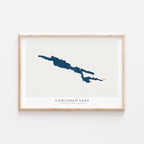 cowichan lake british columbia map poster – minimalist lake wall art - image 1