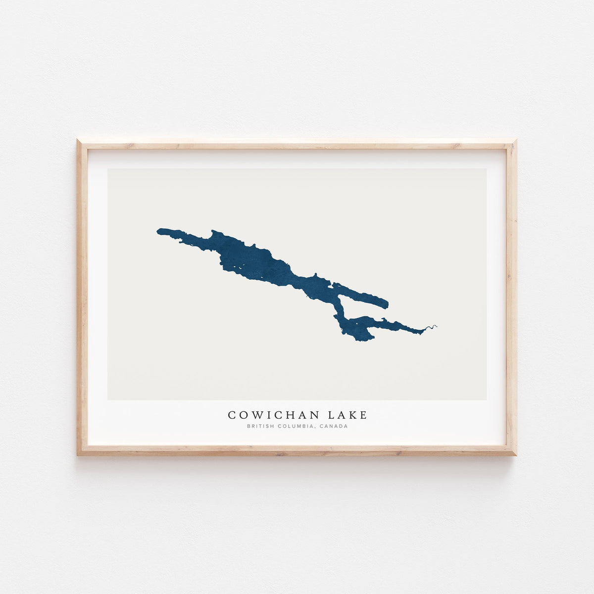 cowichan lake british columbia map poster – minimalist lake wall art - image 1