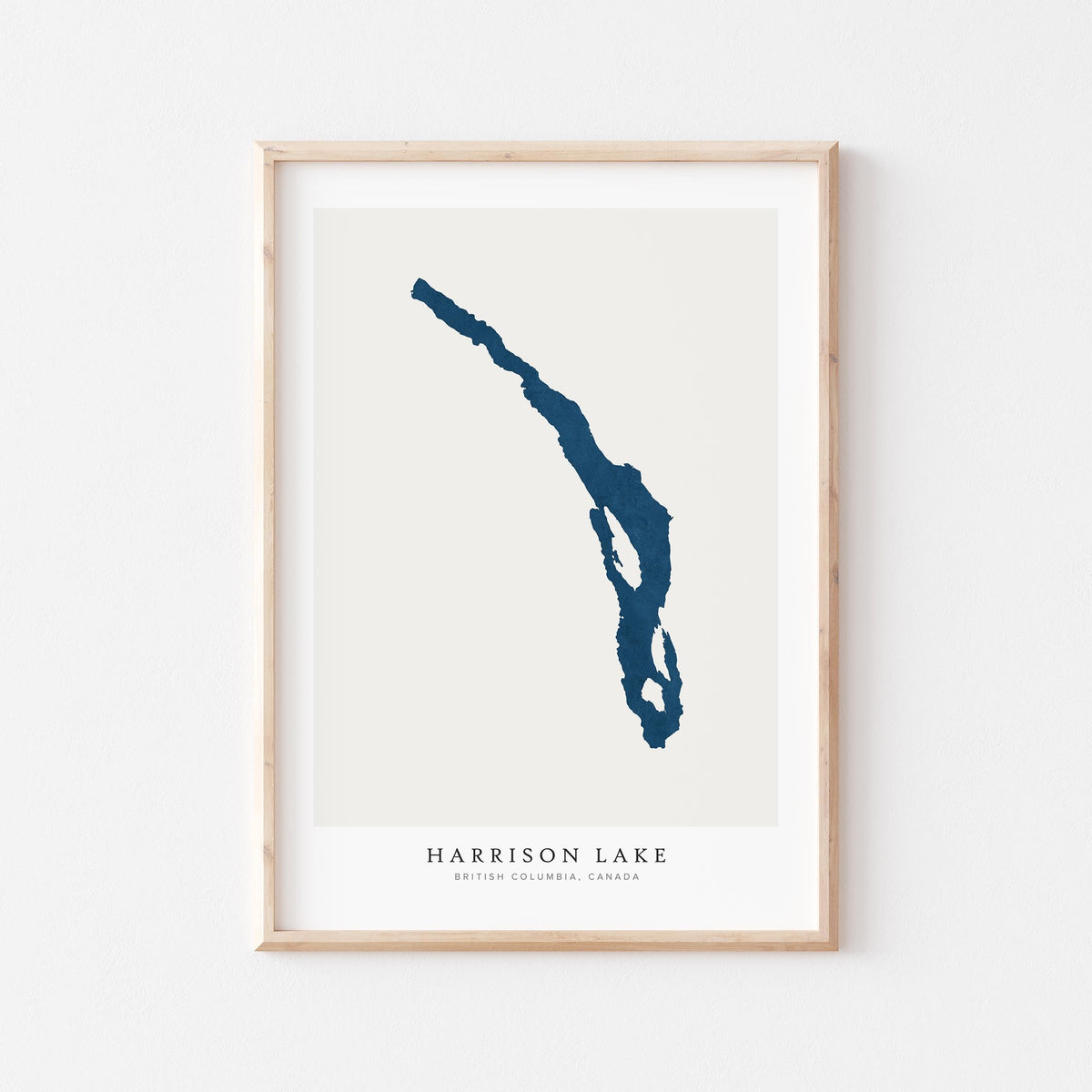 harrison lake british columbia map poster – minimalist lake wall art - image 1