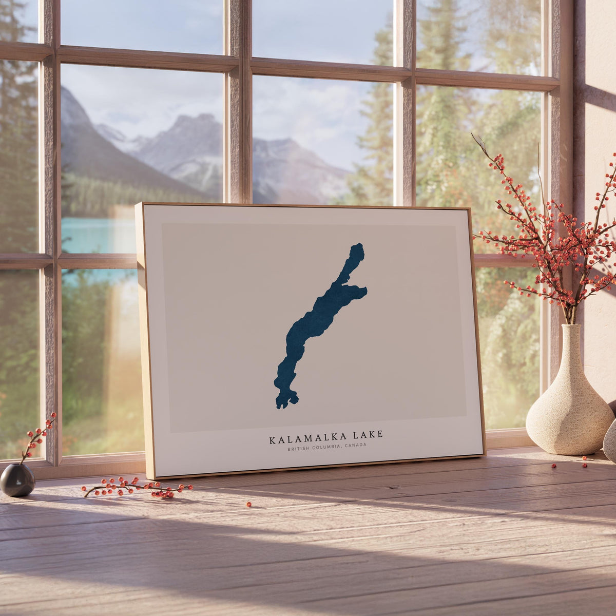kalamalka lake british columbia map poster – minimalist lake wall art - image 4