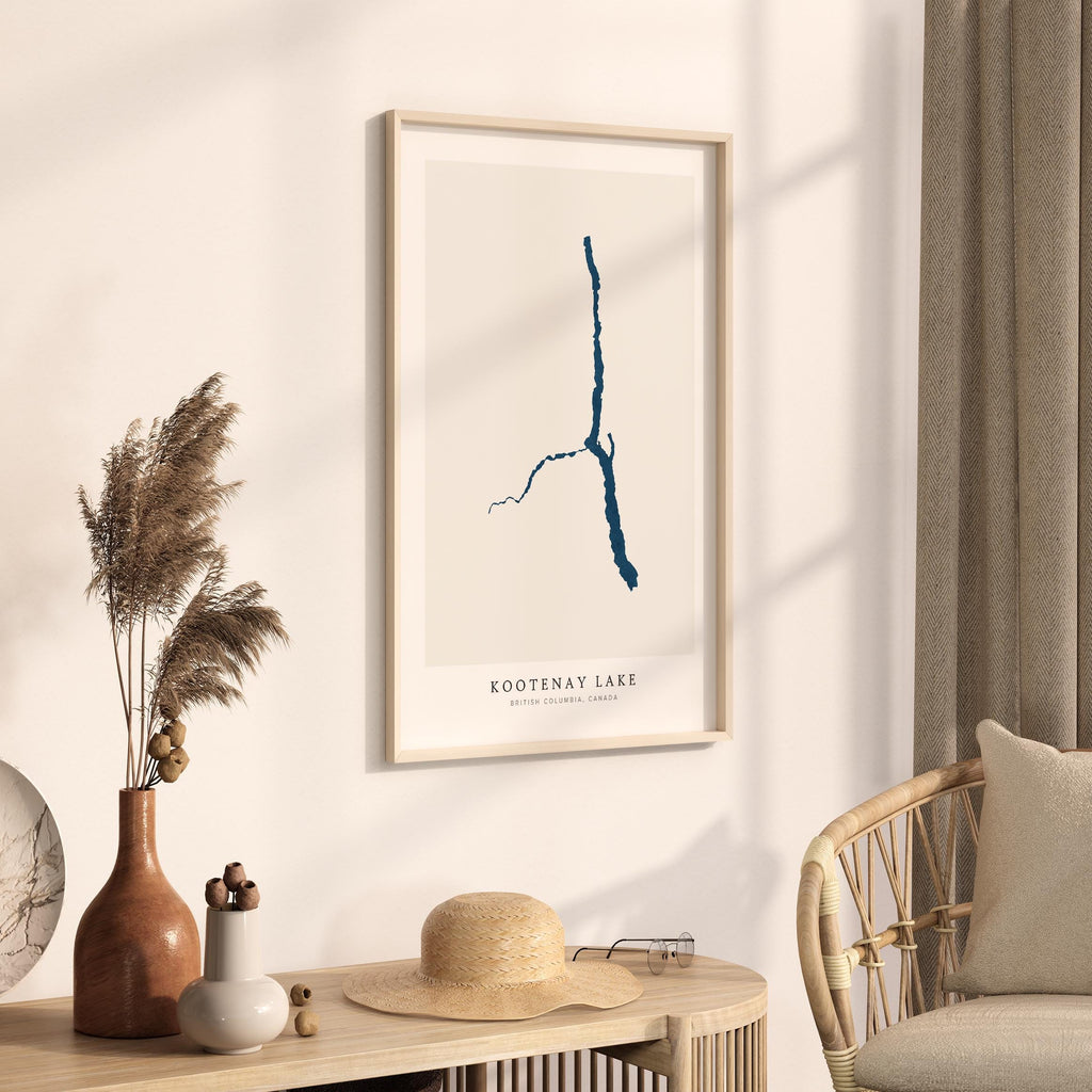 kootenay lake british columbia map poster – minimalist lake wall art - image 3