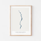 lake koocanusa british columbia map poster – minimalist lake wall art - image 1