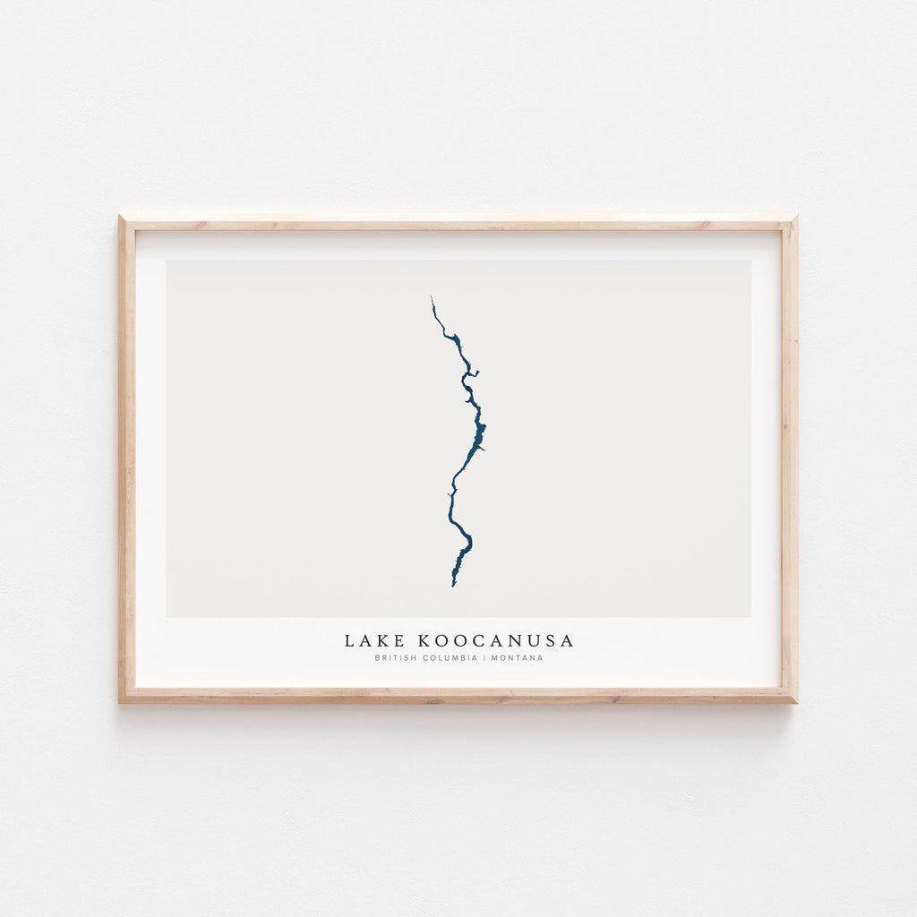 lake koocanusa british columbia map poster – minimalist lake wall art - image 2