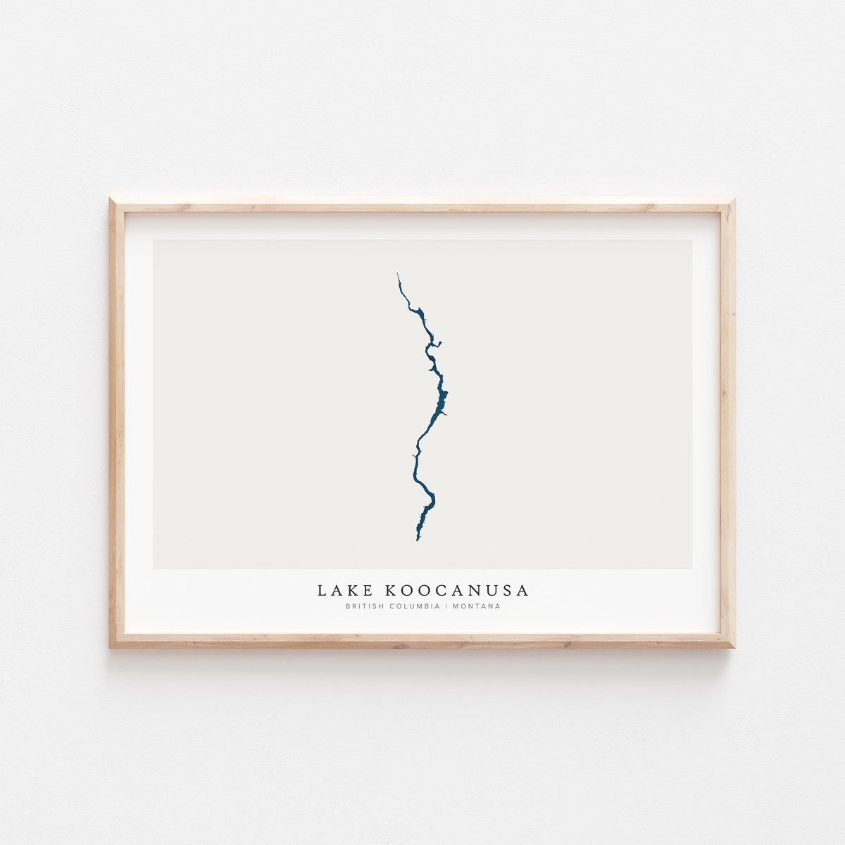 lake koocanusa british columbia map poster – minimalist lake wall art - image 2