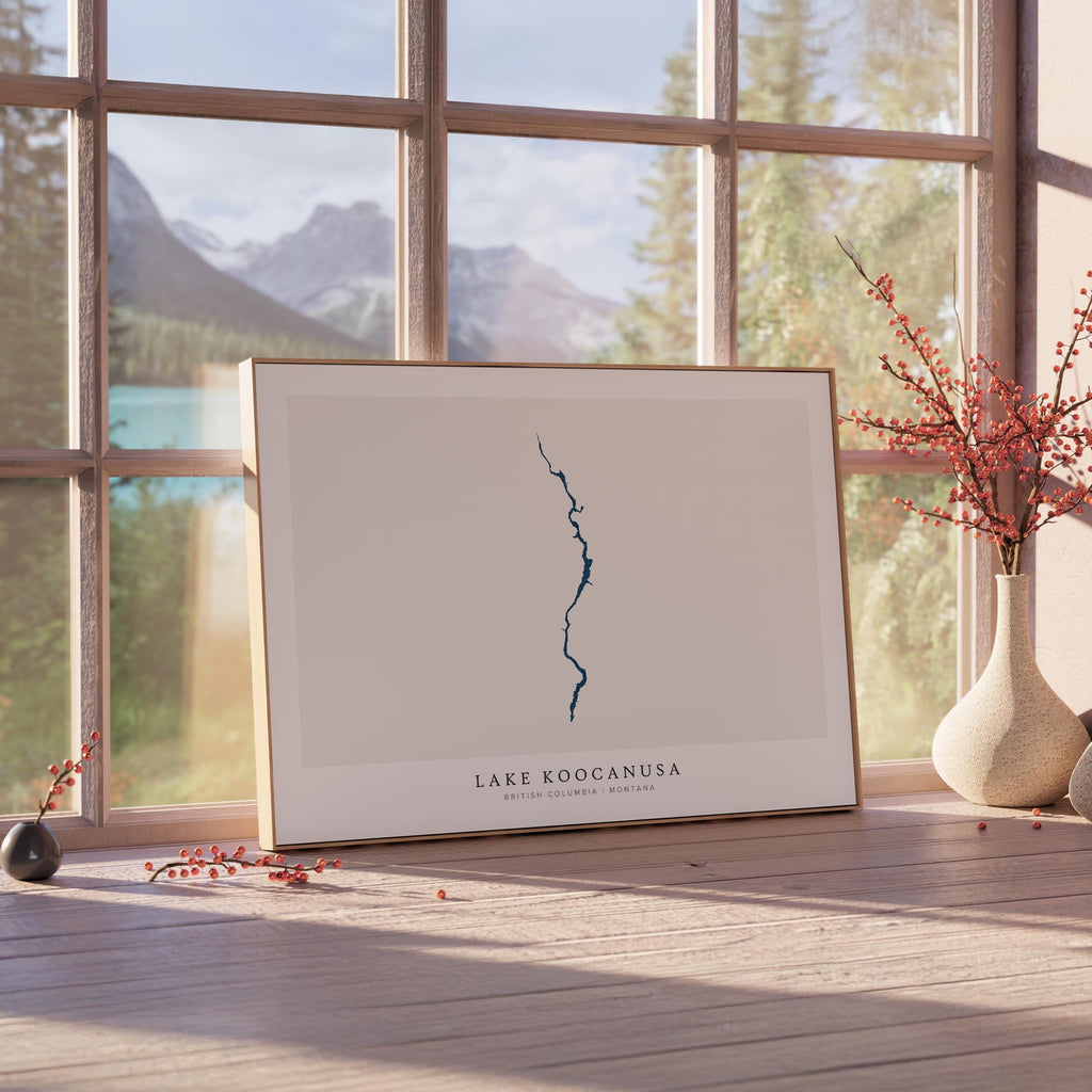 lake koocanusa british columbia map poster – minimalist lake wall art - image 4