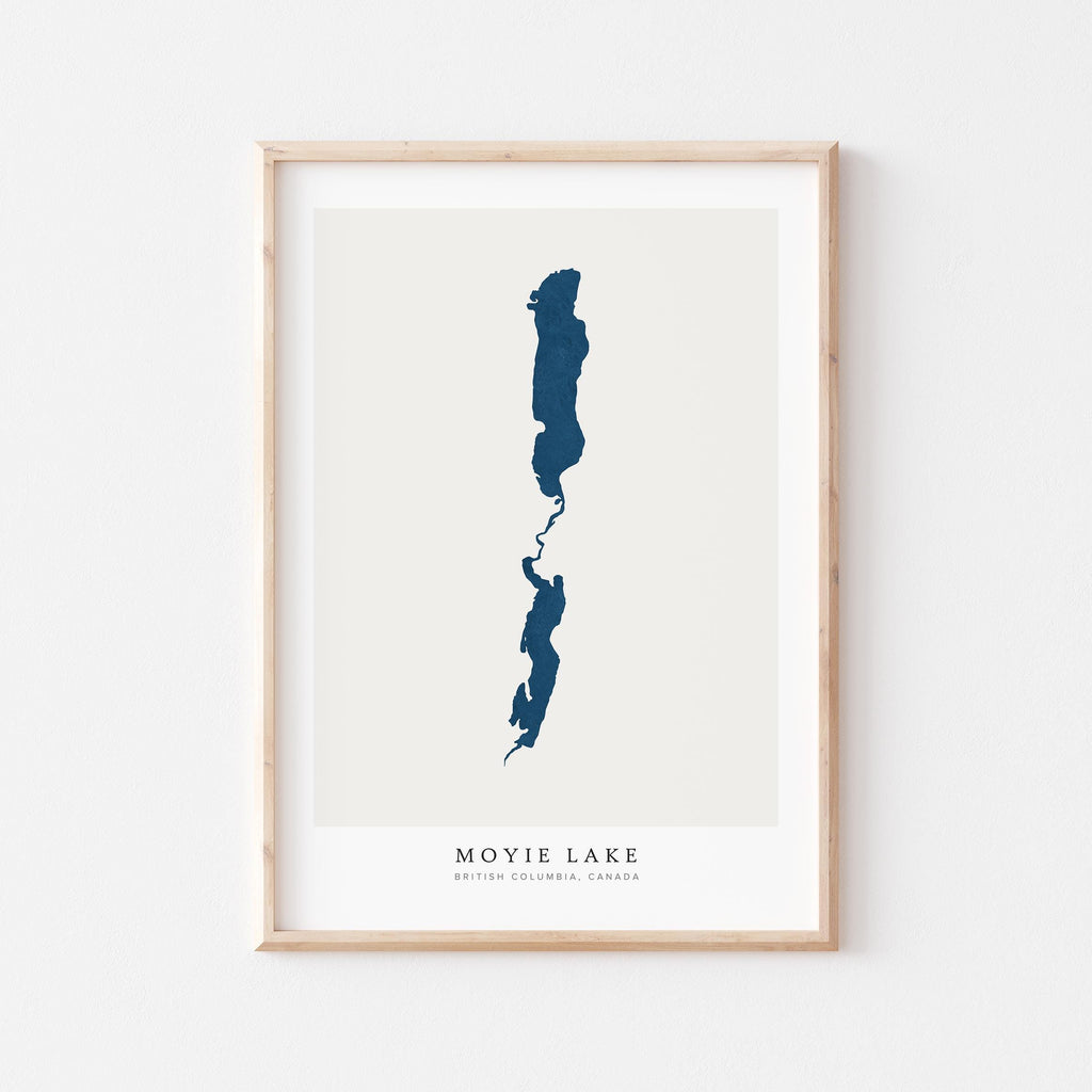 moyie lake british columbia map poster – minimalist lake wall art - image 1