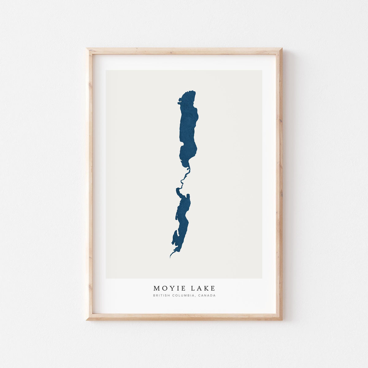 moyie lake british columbia map poster – minimalist lake wall art - image 1