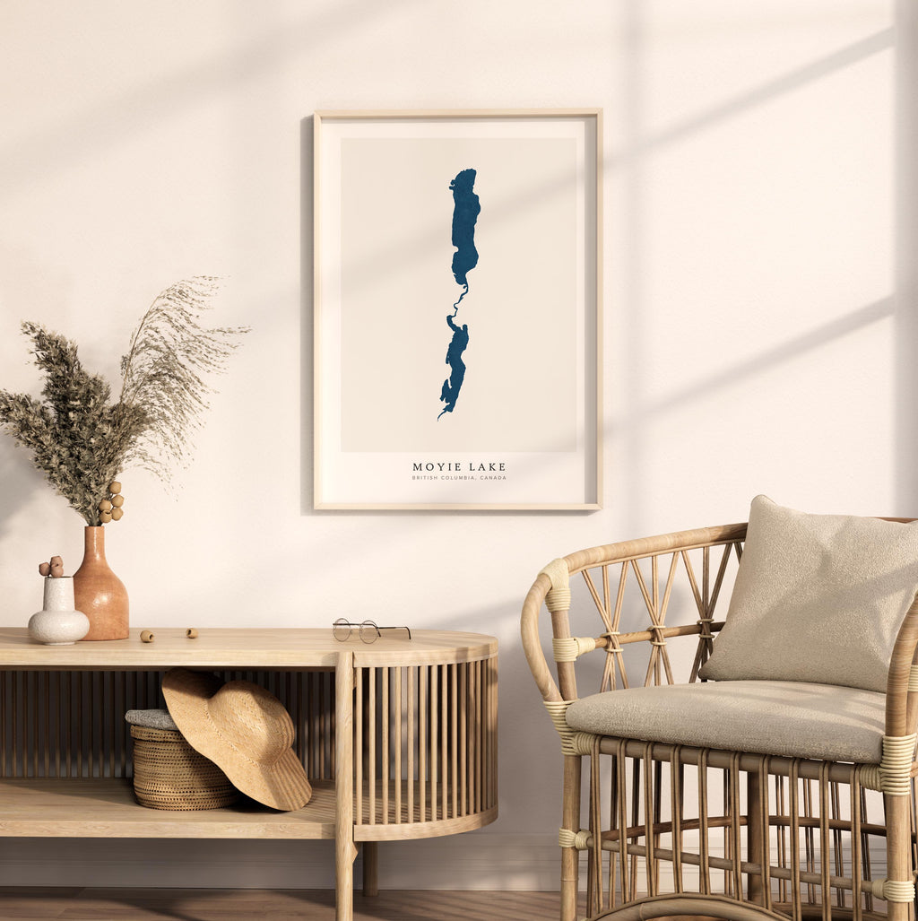 moyie lake british columbia map poster – minimalist lake wall art - image 5