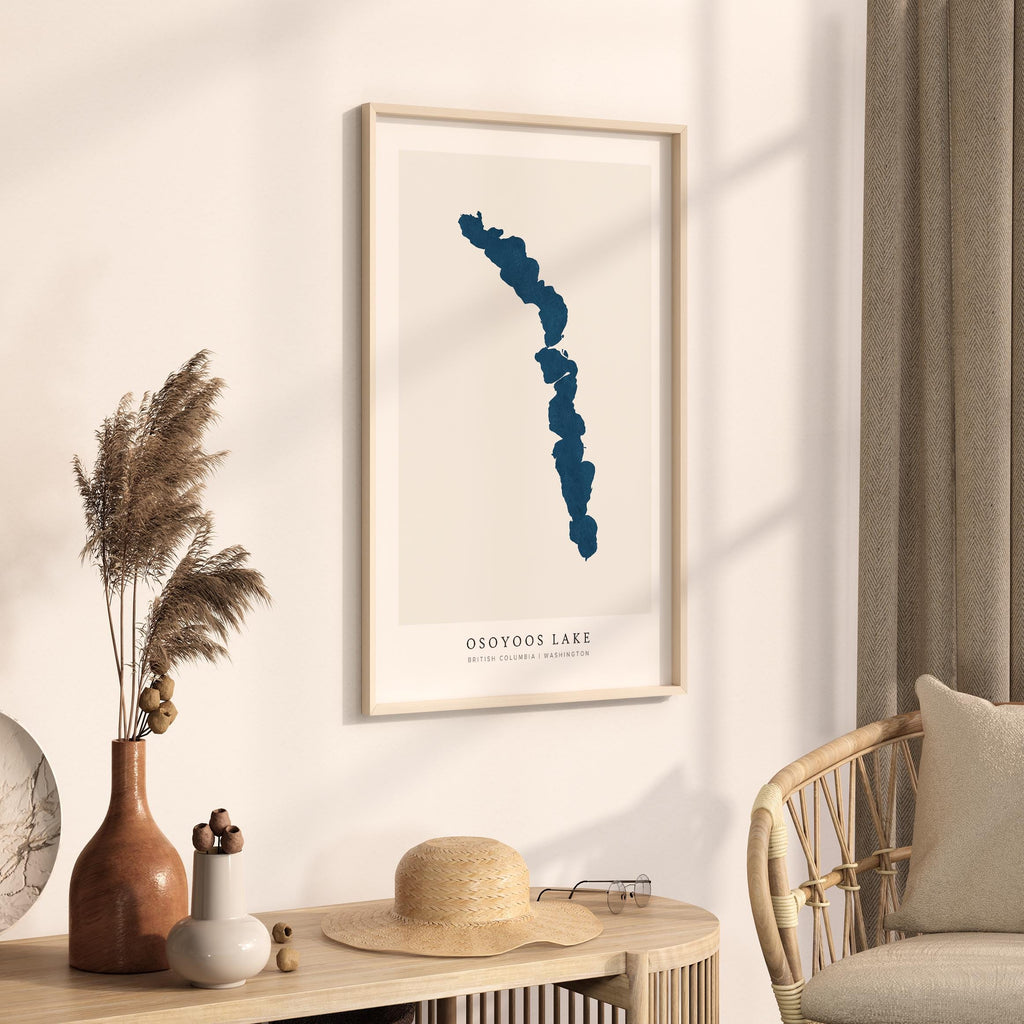 osoyoos lake british columbia map poster – minimalist lake wall art - image 3