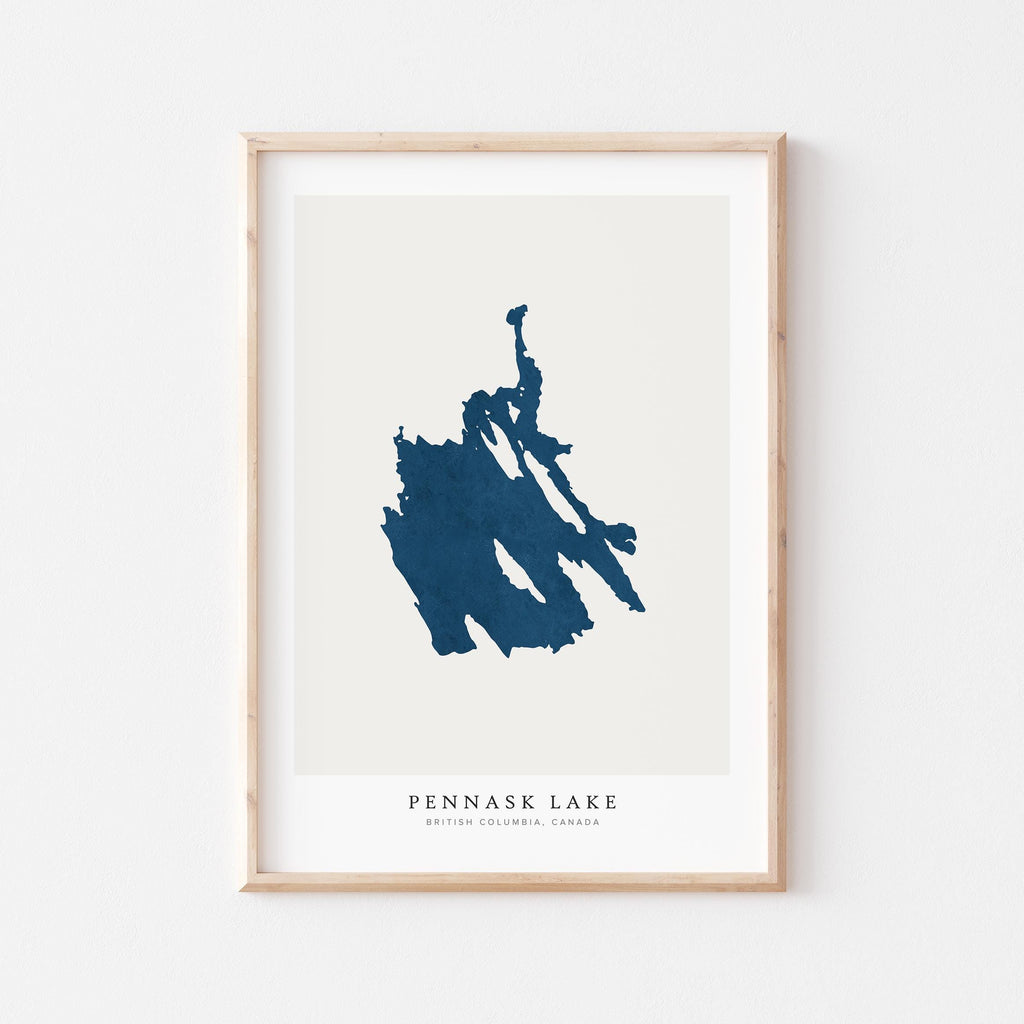 pennask lake british columbia map poster – minimalist lake wall art - image 1