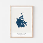 pennask lake british columbia map poster – minimalist lake wall art - image 1