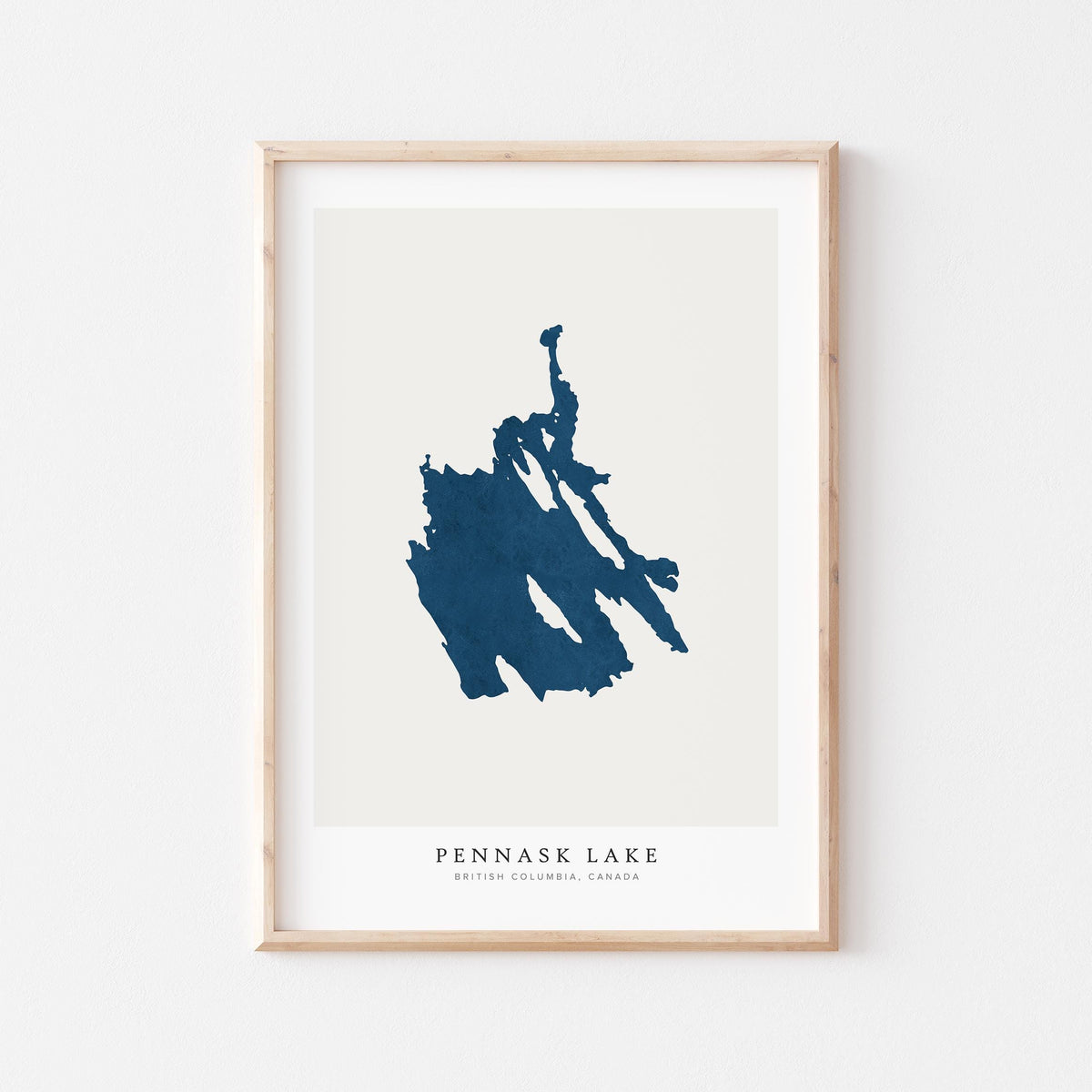pennask lake british columbia map poster – minimalist lake wall art - image 1