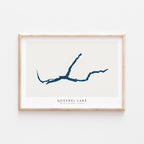 quesnel lake british columbia map poster – minimalist lake wall art - image 1