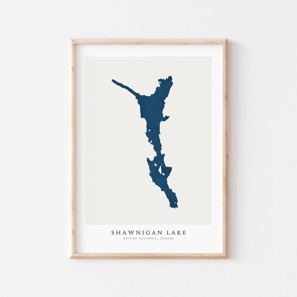 shawnigan lake british columbia map poster – minimalist lake wall art - image 1