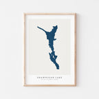 shawnigan lake british columbia map poster – minimalist lake wall art - image 1