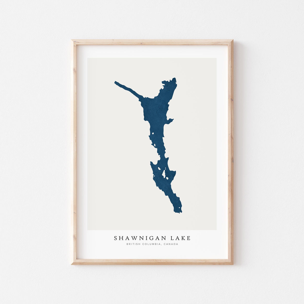shawnigan lake british columbia map poster – minimalist lake wall art - image 1