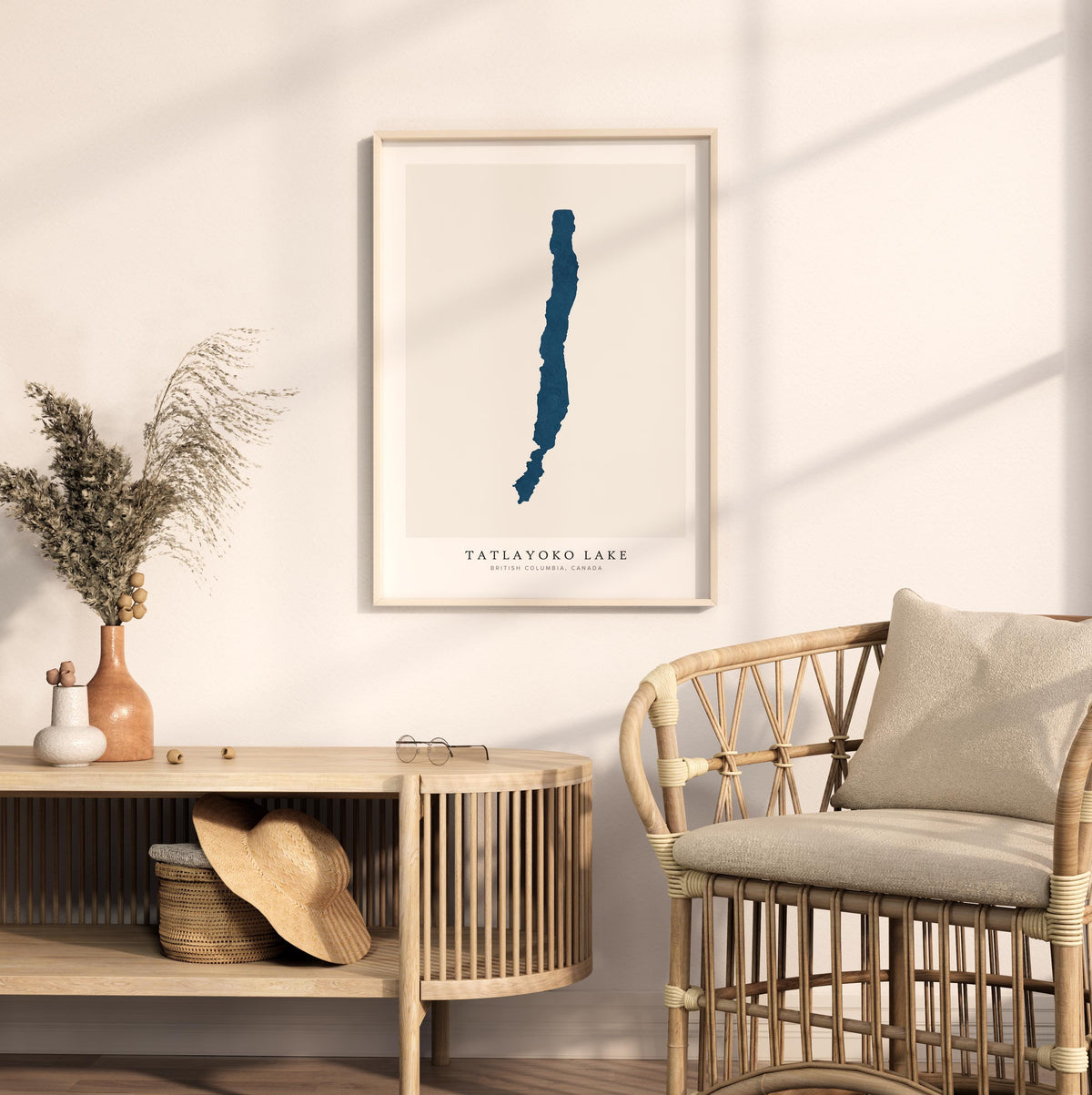 tatlayoko lake british columbia map poster – minimalist lake wall art - image 5