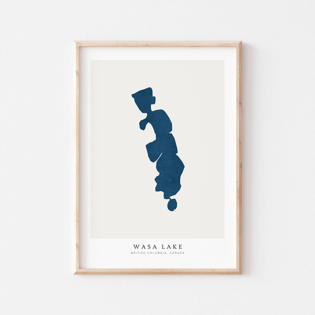 wasa lake british columbia map poster – minimalist lake wall art - image 1