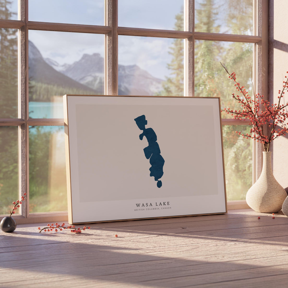 wasa lake british columbia map poster – minimalist lake wall art - image 4
