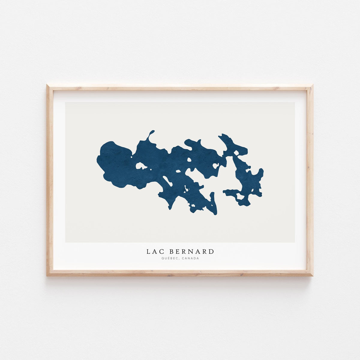 lac bernard map print quebec map poster – minimalist lake wall art - image 1