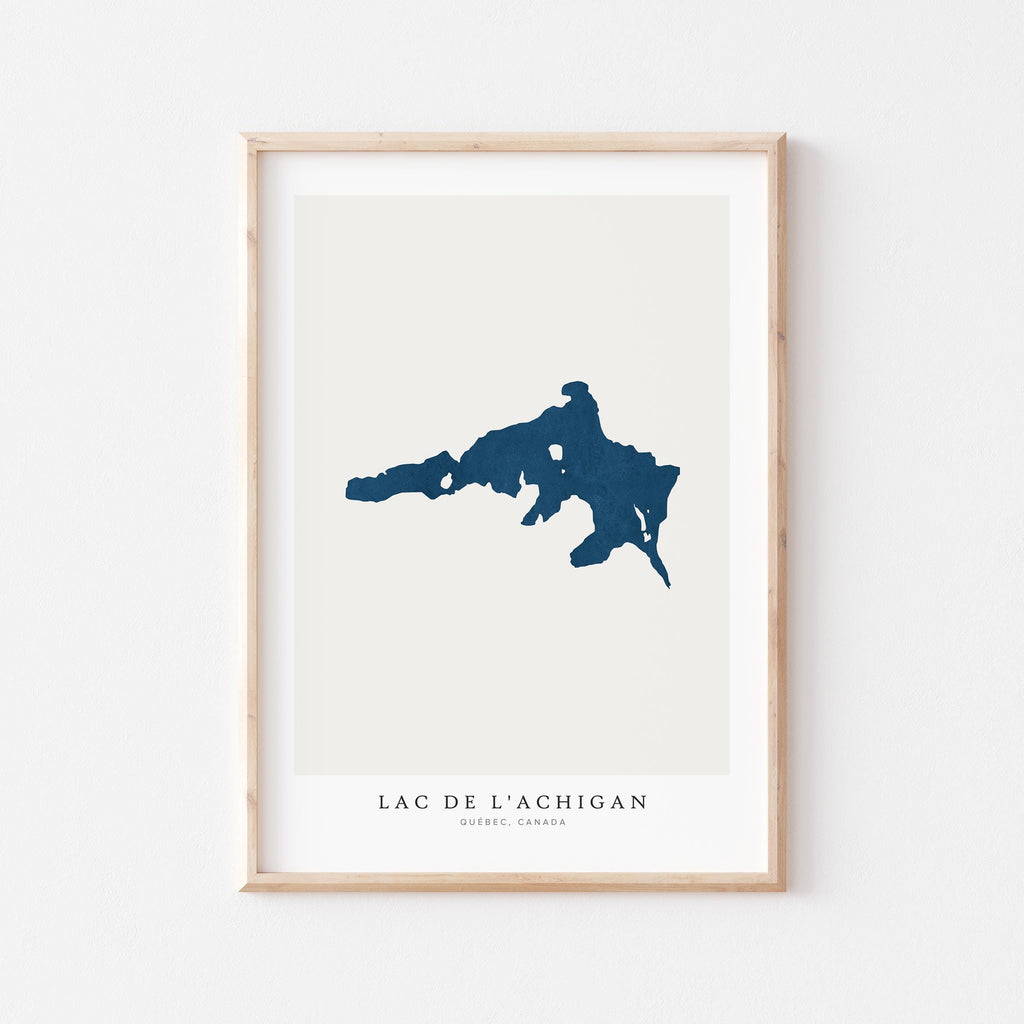 lac de l'achigan quebec map poster – minimalist lake wall art - image 2
