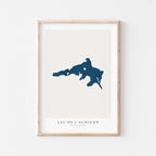 lac de l'achigan quebec map poster – minimalist lake wall art - image 2